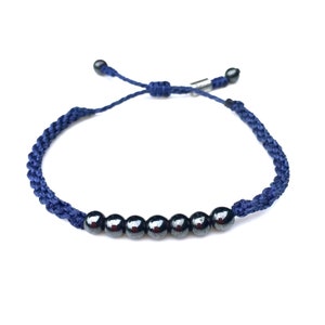 Makramee Armband Stein Kobalt Blau Armband | Hämatit Armband | Blaues Kordelarmband | Hämatit Stein Freundschaftsarmband