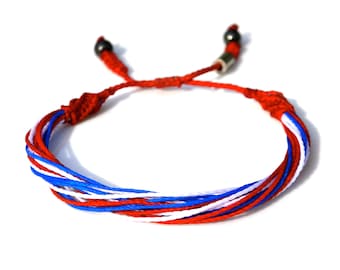 USA Amerikanische Flagge Armband, militär Geschenk für veteranen, rot, weiß und blau String Armband, 4. Juli Schmuck