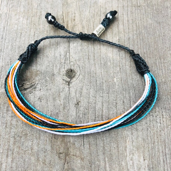 Petite Sea Glass Bead Woven Bracelet-Gray Waterproof thread with