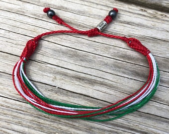 Italy Flag Bracelet, Italian Themed Gifts, Red White and Green Italian Flag Jewelry for Men, Women and Kids