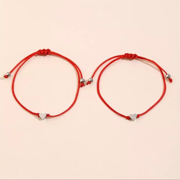 Red Heart Bracelet Etsy