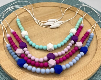 Nursing Necklace, Breastfeeding Necklace made with smaller 8mm soft Silicone Beads perfect for Babyshower or New mom gift