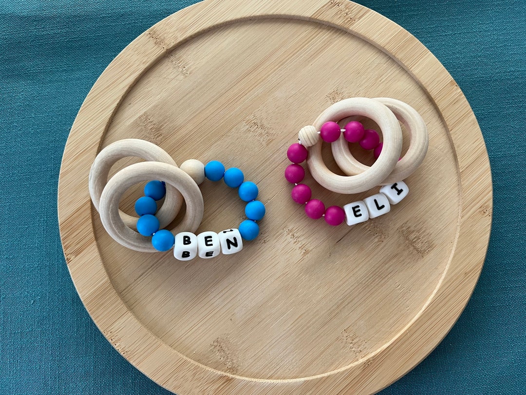 Personalized Baby Rattle Baby Shower Gift Sensory Baby Rattle Ring. - Etsy