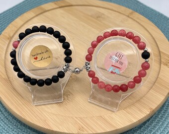 Couple Bracelets Long Distance Bracelets Black & Pink Friendship, Relationship,Couples Magnet Bracelet