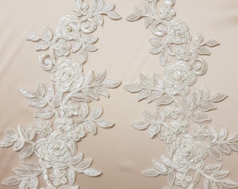 Embroidered lace applique, wedding dress embelishament,  bridal, couture, formal