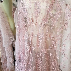 Handgemachte bestickte Couture Spitze f Ti cv, französische Spitze, Dessous Spitze, staubigen rosa Spitze, 3d Blütenspitze