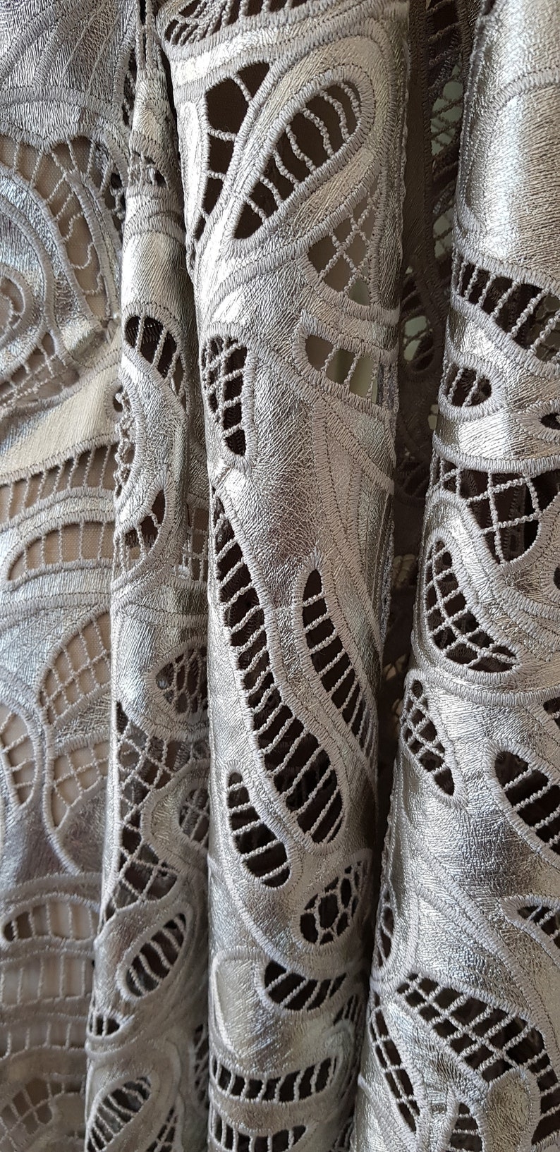 synthetic leather laser cut modern design embroidery Designer fabric