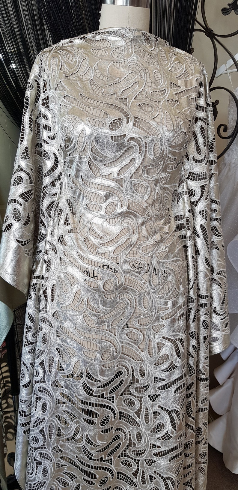 synthetic leather laser cut modern design embroidery Designer fabric