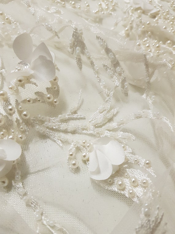 Couture lace fabric 3d beaded lace designer lace bridal | Etsy