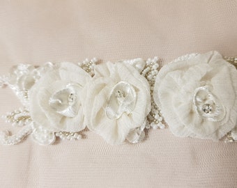 3D couture floral motif embroidered and beaded