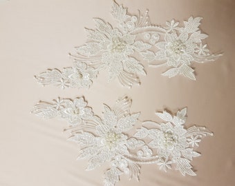 Embroidered lace applique,  couture lace, wedding dress, bridal, baded