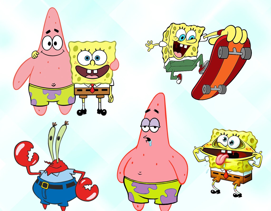Spongebob Clipart personajes de Bob Esponja Archivos PNG de | Etsy