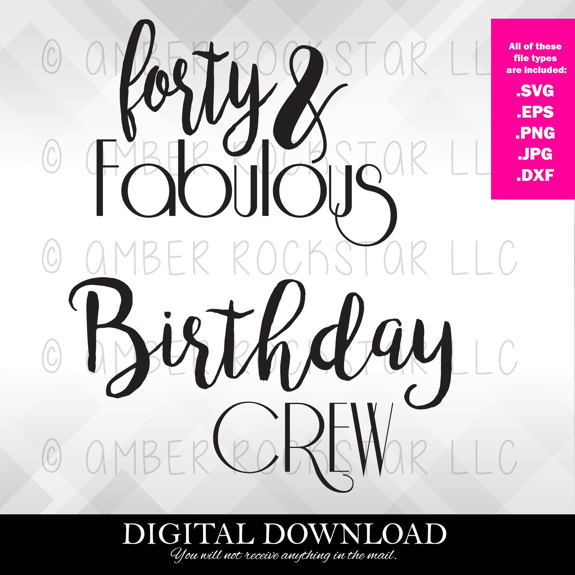 Download Digital Instant Download SVG File Birthday Crew and Forty | Etsy