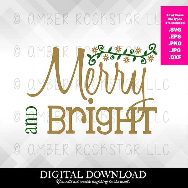 Digital Instant Download Files - Merry and Bright SVG •Christmas DIY projects • Holiday Graphics • For use on Shadowboxes, Tumblers and more Digital Instant Download Files - Merry and Bright SVG •Christmas DIY projects • Holiday Graphics • For use on Shadowboxes, Tumblers and more