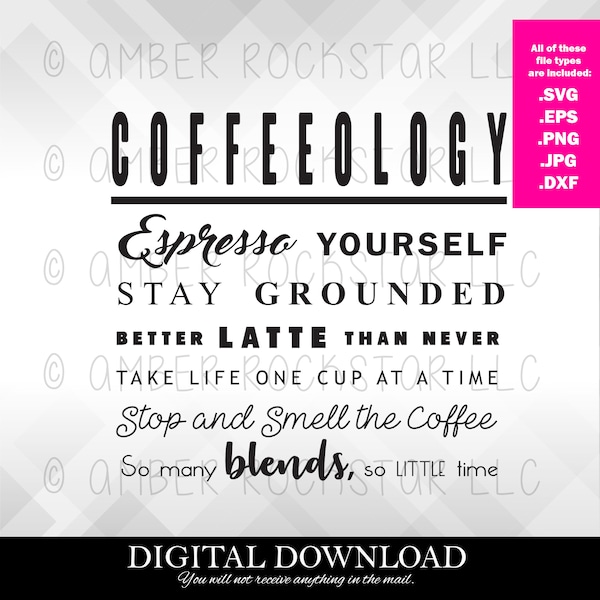 SVG Digital Download -Cofeeology | Coffee Lover SVG | Use with Silhouette, Cricut - Instant Download SVG Digital Download -Cofeeology | Coffee Lover SVG | Use with Silhouette, Cricut - Instant Download