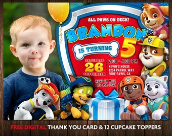Paw Patrol Birthday Invitation Etsy