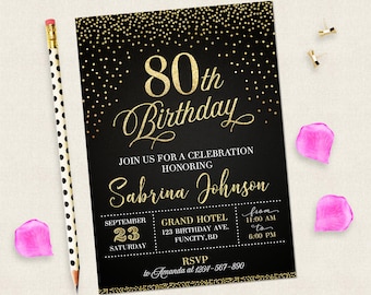 80th birthday invitations etsy