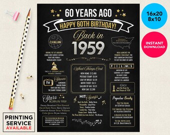 1959 60 years ago birthday poster sign items