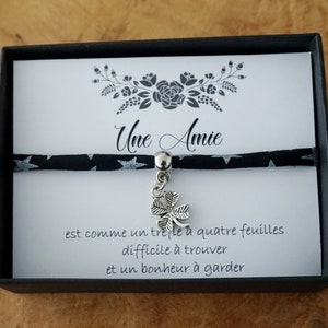 meilleure amie - Cadeau amie personnalisé - Bijou Amitié - Bracelet trèfle - bijou amie - porte bonheur - friend card