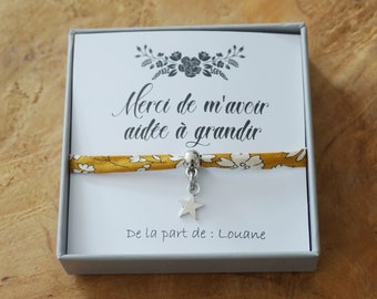 bracelet merci de m'avoir aidé à grandir - cadeau Nounou - merci scolaire - ATSEM AVS maîtresse assistante maternelle crèche puéricultrice