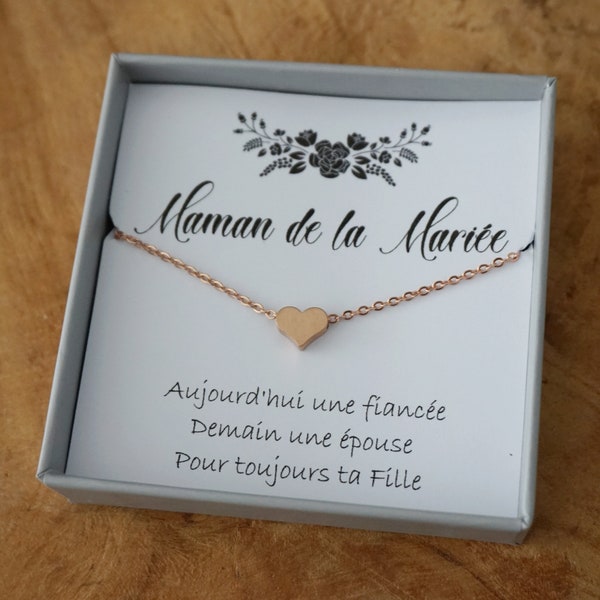 maman de la mariée aujourd'hui une fiancée • collier coeur • cadeau mariage personnalisé • soeur du marié témoin demoiselle d'honneur