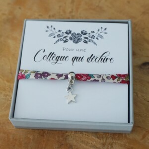 Collègue qui déchire - bracelet personnalisé - amitié amie copine - super collègue en or - bracelet liberty - carte personnalisé