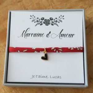 Marraine d'amour - bracelet liberty - coeur  - marraine personnalisé -  annonce grossesse bébé - annonce marraine baptême