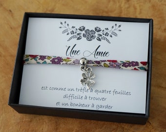 meilleure amie - Cadeau amie personnalisé - Bijou Amitié - Bracelet trèfle - bijou amie - porte bonheur - friend card