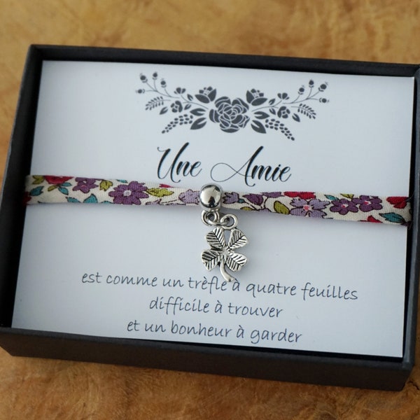 meilleure amie - Cadeau amie personnalisé - Bijou Amitié - Bracelet trèfle - bijou amie - porte bonheur - friend card