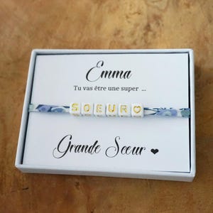 promue grande soeur - bracelet soeur personnalisé - annonce bébé - Bijou soeur - Bracelet soeur - sister gift - promoted to big sister