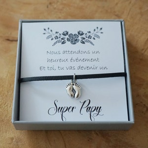 Promu Papi - futur papi - annonce grossesse - annonce bébé - bracelet bébé - cadeau personnalisé papi papy - grandpa gift