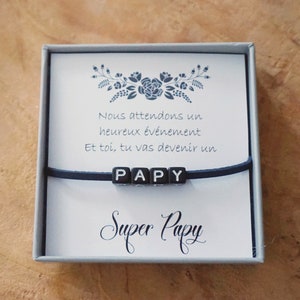 Promu Papi - futur papi - annonce grossesse - annonce bébé - bracelet bébé - cadeau personnalisé papi papy - grandpa gift