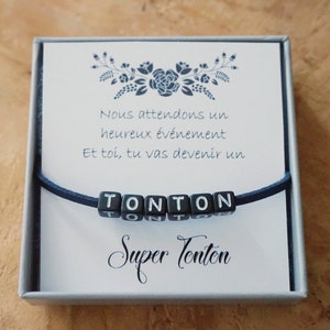 Promu Tonton - futur tonton - annonce grossesse - annonce bébé - bracelet bébé - cadeau personnalisé tonton - promoted to uncle - tio gift