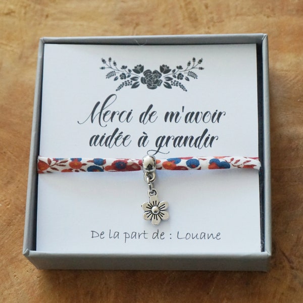 bracelet merci de m'avoir aidé à grandir + prénom enfant - cadeau ATSEM AVS assistante maternelle crèche puéricultrice nounou maîtresse