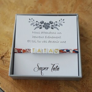 Promue Tata Marraine - future tata- annonce grossesse - annonce bébé - bracelet perle - cadeau personnalisé tata -  promoted to aunt