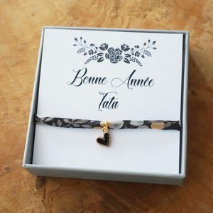 Bracelet Tata - bonne année - joyeux noël - cadeau personnalisé tata soeur amie marraine collègue - bracelet liberty coeur