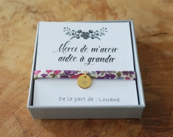 bracelet liberty merci de m'avoir aidé à grandir - année scolaire - ATSEM AVS assistante maternelle crèche puéricultrice maîtresse nounou