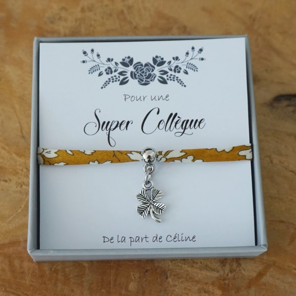 Super Collègue - bracelet personnalisé - amitié amie copine - collègue qui déchire - collègue en or - bracelet liberty - carte personnalisé