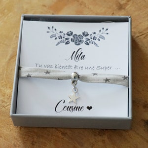 Promue Cousine - future cousine - annonce grossesse - annonce bébé - bracelet enfant personnalisé cousine sœur - super cousine qui déchire