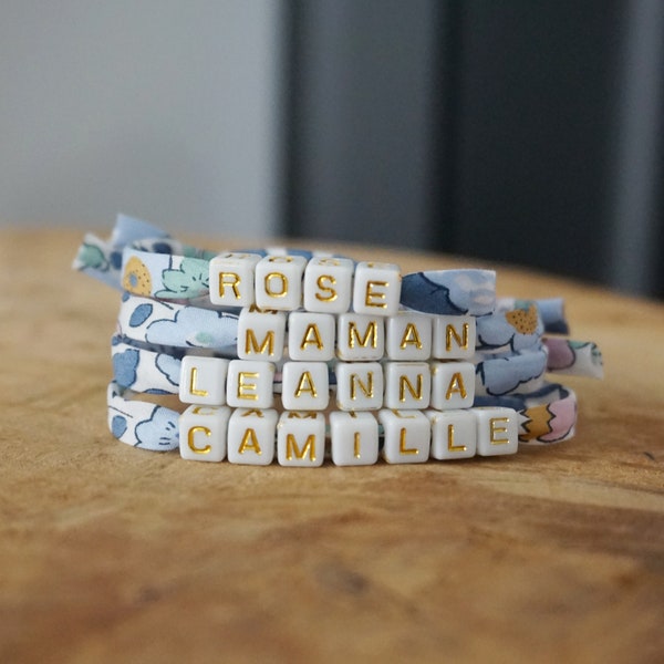 bracelet enfant - bracelet perle prénom - bracelet enfant - bracelet liberty - bracelet prénom - bracelet gravé