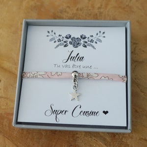Promue Cousine - future cousine - annonce grossesse - annonce bébé - bracelet enfant personnalisé cousine sœur - super cousine qui déchire