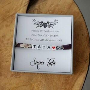 Promue Tata Marraine - future tata- annonce grossesse - annonce bébé - bracelet perle - cadeau personnalisé tata -  promoted to aunt