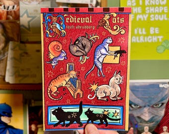 Medieval Cats A6 Sticker Sheet