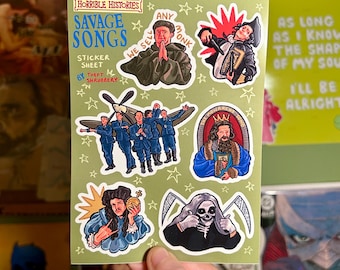 Savage Songs: Horrible Histories A6 Sticker Sheet