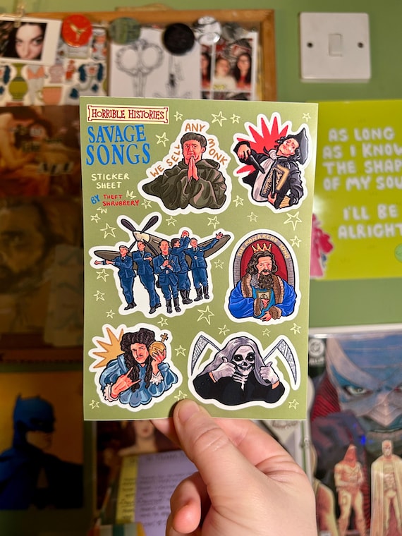 Savage Songs: Horrible Histories A6 Sticker Sheet