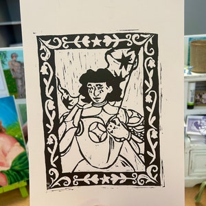 Joan of Arc lino print