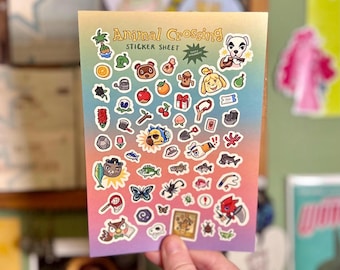 Animal Crossing New Horizons themed A6 Sticker Sheet