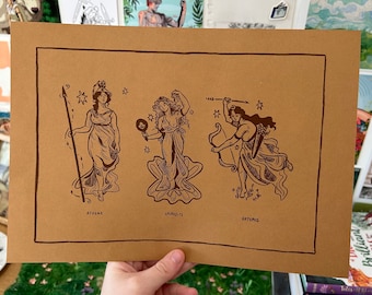 3 Goddesses Risograph Prints