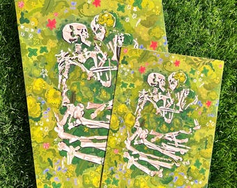 Estampado de amantes de los esqueletos