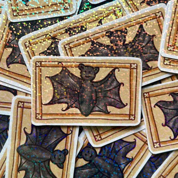 Silly Medieval Bat Holographic Sticker